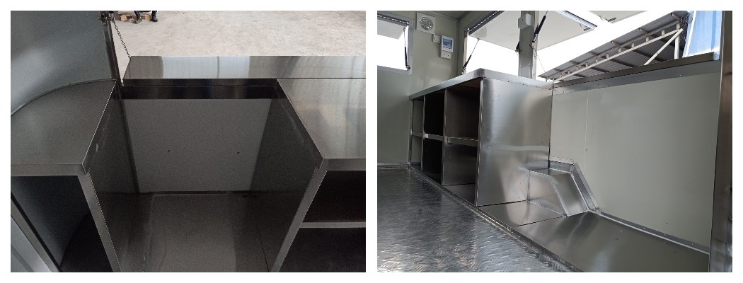 stainless steel worktable in custome food trailer
